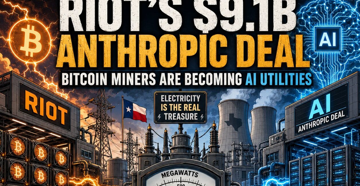 Riot's $9.1B Anthropic Deal: Bitcoin Miners Are Becoming AI Utilities.