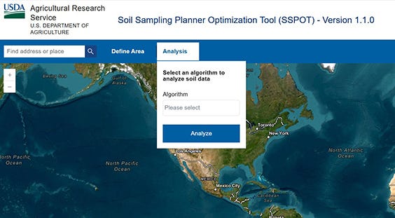 Screenshot of the Soil Sample Planning Organizer Tool’s web-based application.