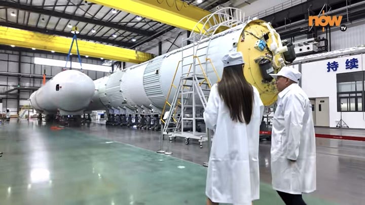 Kinetica-2's first-stage, second-stage, and fairing being prepared for the rocket debut flight and ahead of being sent to the launch site.