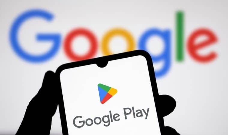 Google Play logo on a phone