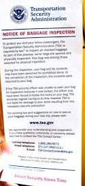 Could leaving a TSA notice of baggage ...