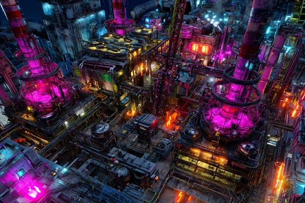 A futuristic nuclear power plant