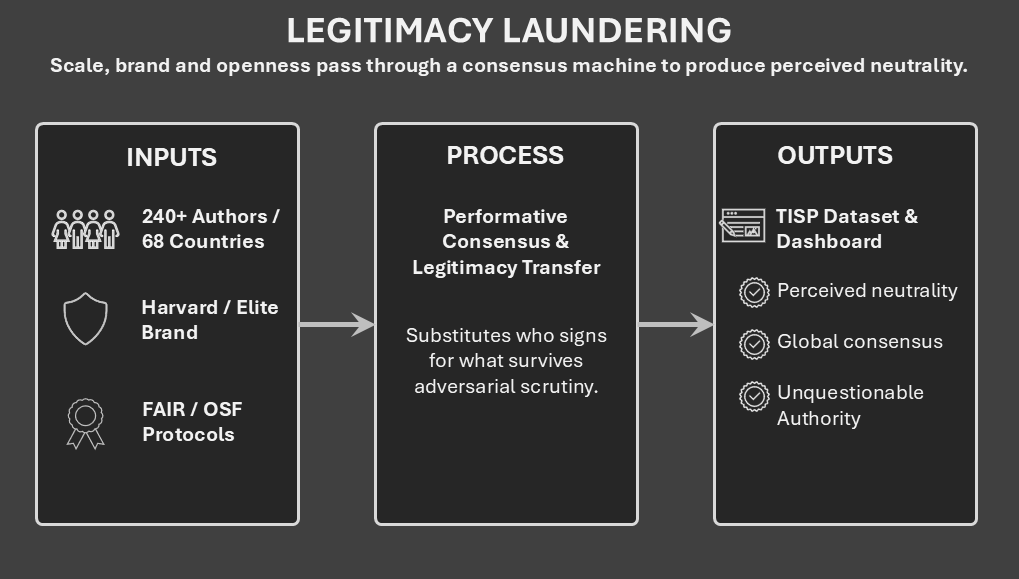 Scale, brand, and ‘open’ rails processed into perceived neutrality.