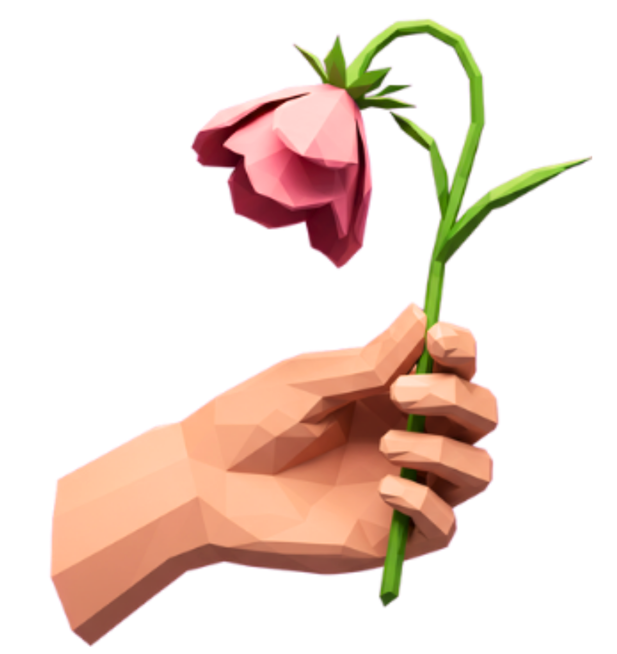 hand holding wilting flower