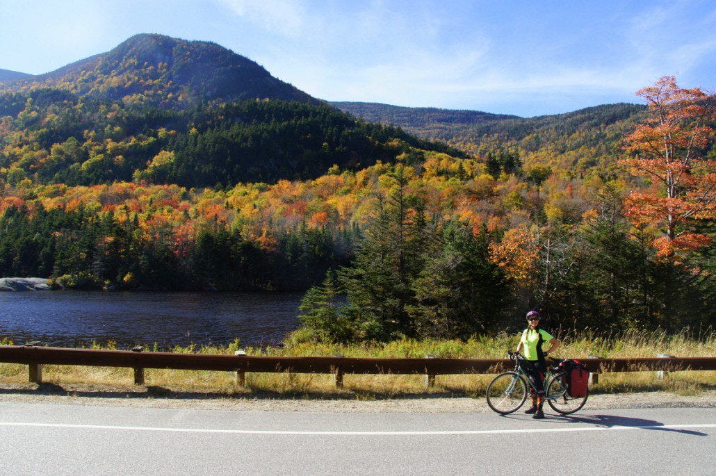 A great vista at the top of a pass in the White Mountains.