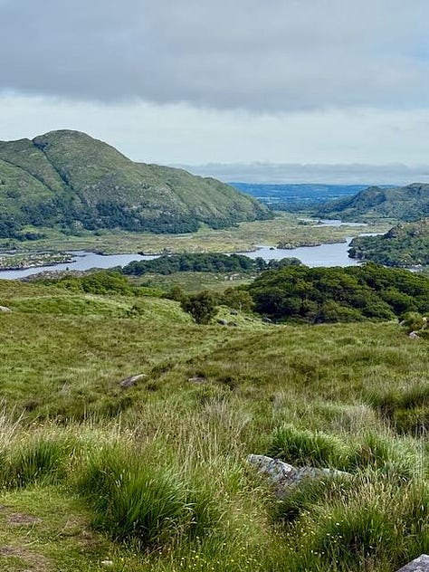 Top: Inlet, Holy well, Ladie's View Middle: Derrynane Beach, Healy Pass, Waterfall next to lodging Bottom: One of many river and lakes, front yard/view from our lodging