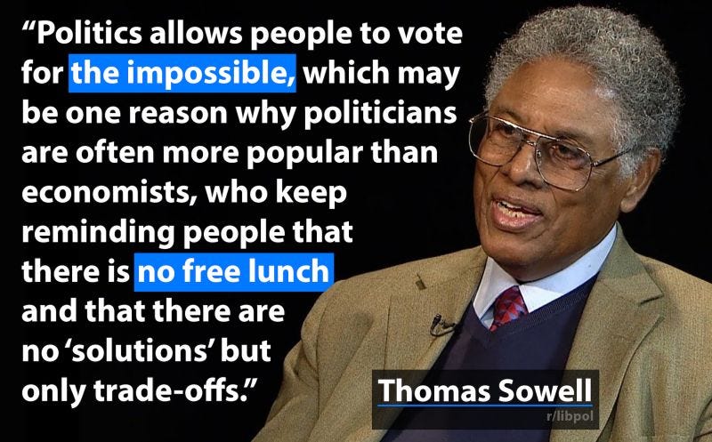 "There are no solutions. There are only trade-offs." — Thomas Sowell, A ... "There are no solutions. There are only trade-offs." — Thomas Sowell, A ...