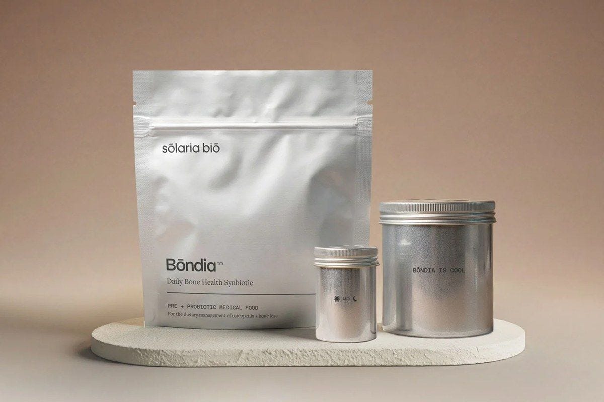 Solaria Bio Bōndia daily bone health synbiotic packaging Solaria Bio Bōndia daily bone health synbiotic packaging