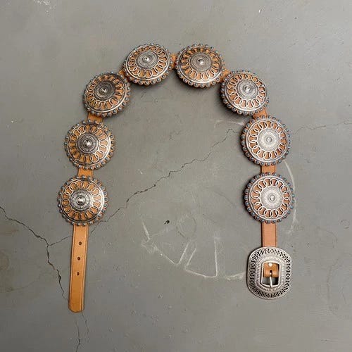 Vintage Nadim USA Concho Belt by Walter Doran Boho Medallion - Picture 1 of 6