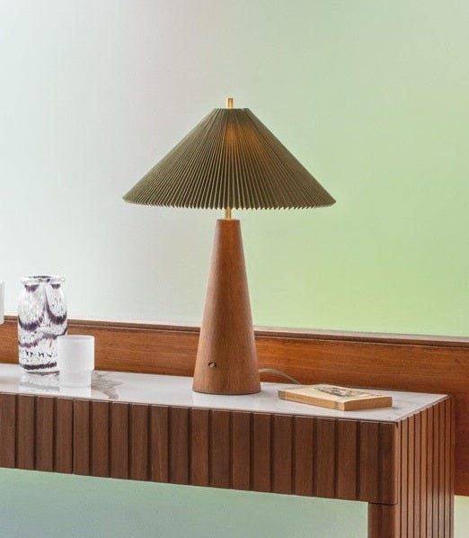 Woodland Table Lamp Sage Pleatwood | Fenwick