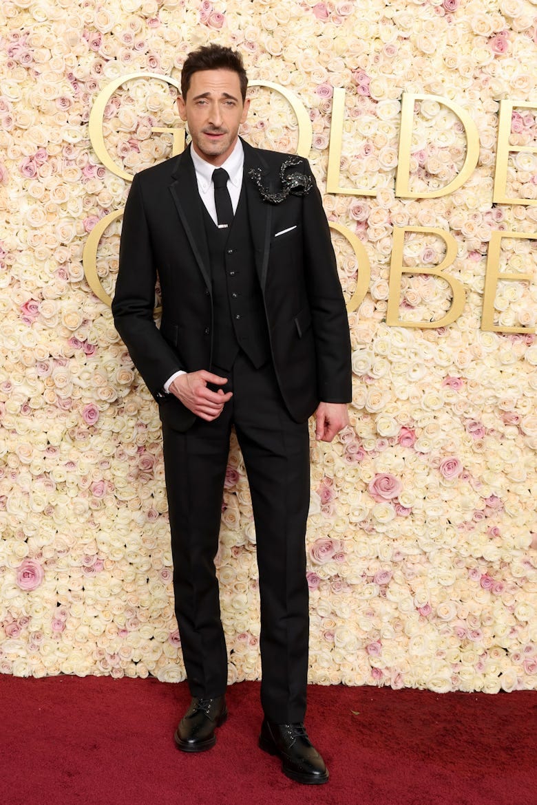 Adrien Brody attends the 82nd Annual Golden Globe Awards at The Beverly Hilton on January 05, 2025 i...