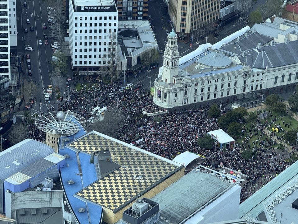 Crowds gathered at Aotea Square before the march.