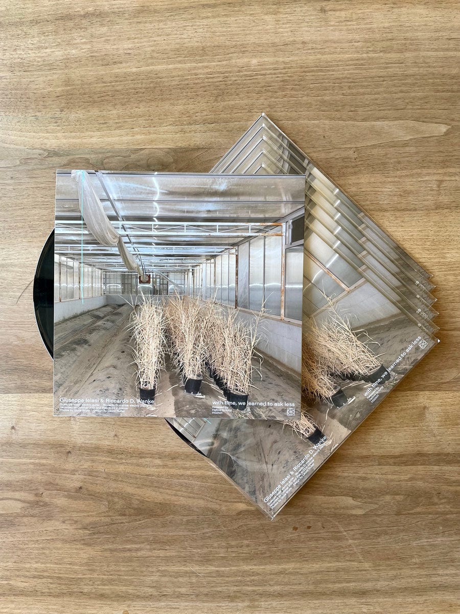 Giuseppe Ielasi & Riccardo D. Wanke, GIUSEPPE IELASI & RICCARDO D. WANKE – with time, we learned to ask less, (Vinyl/LP, Digital album), HG2501, Hallow Ground, 2025
