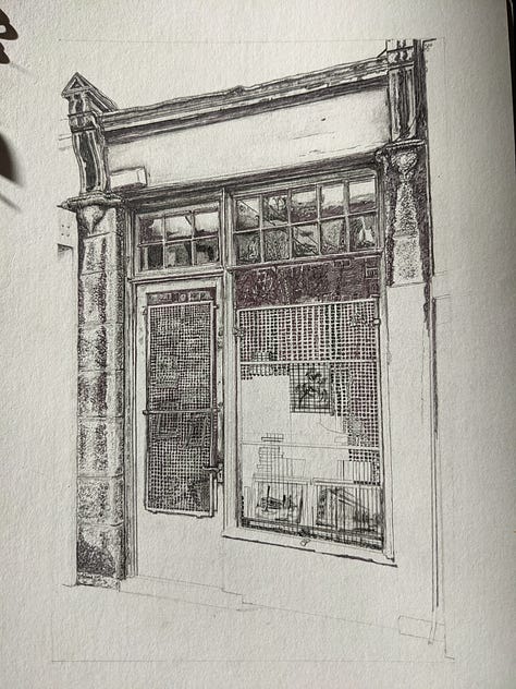 The first photo, probably 2 hours in. Outlining, to the final photo maybe 4 months later?