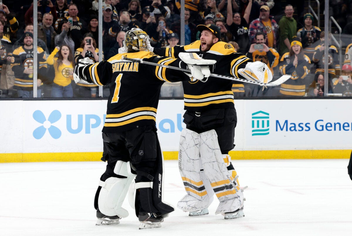 Linus Ullmark Jeremy Swayman Boston Bruins Linus Ullmark Jeremy Swayman Boston Bruins
