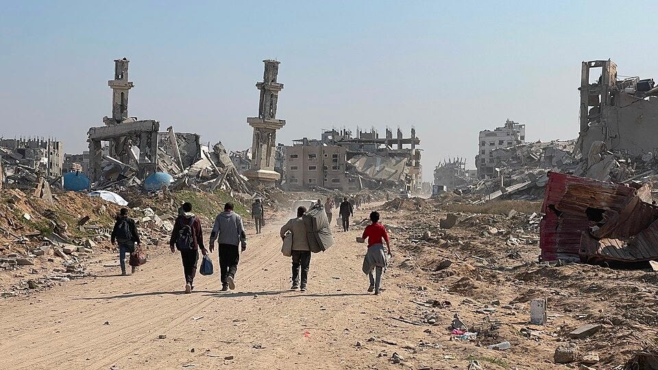 Forced Displacement of Palestinians in the Gaza Strip devastated by Israeli bombing, January 29, 2025