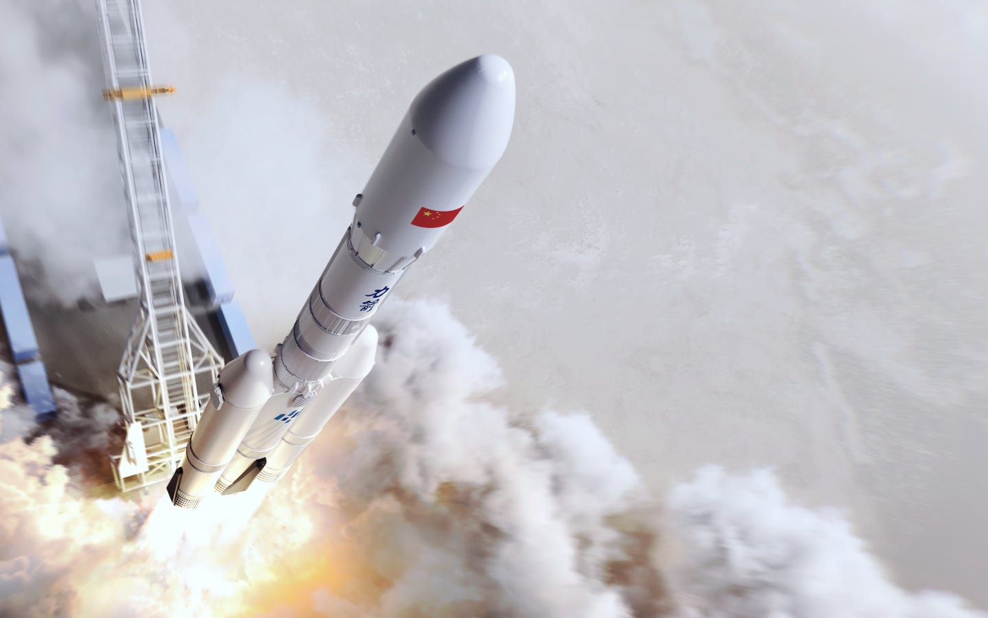 A render of CAS Space's Kinetica-2 rocket lifting off from its launch pad. A render of CAS Space's Kinetica-2 rocket lifting off from its launch pad.