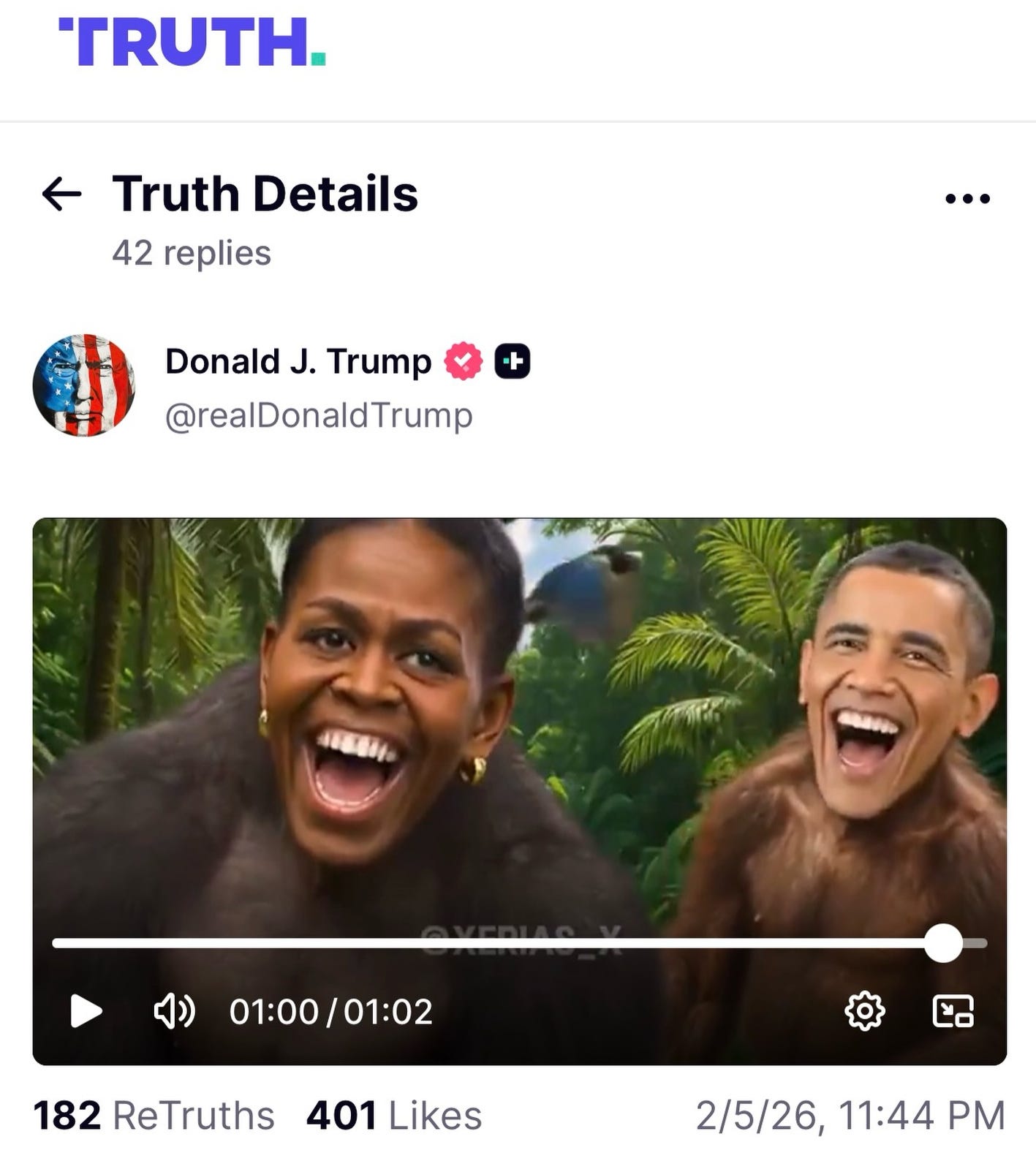 Trump posts racist video depicting the Obamas as monkeys, then removes ...