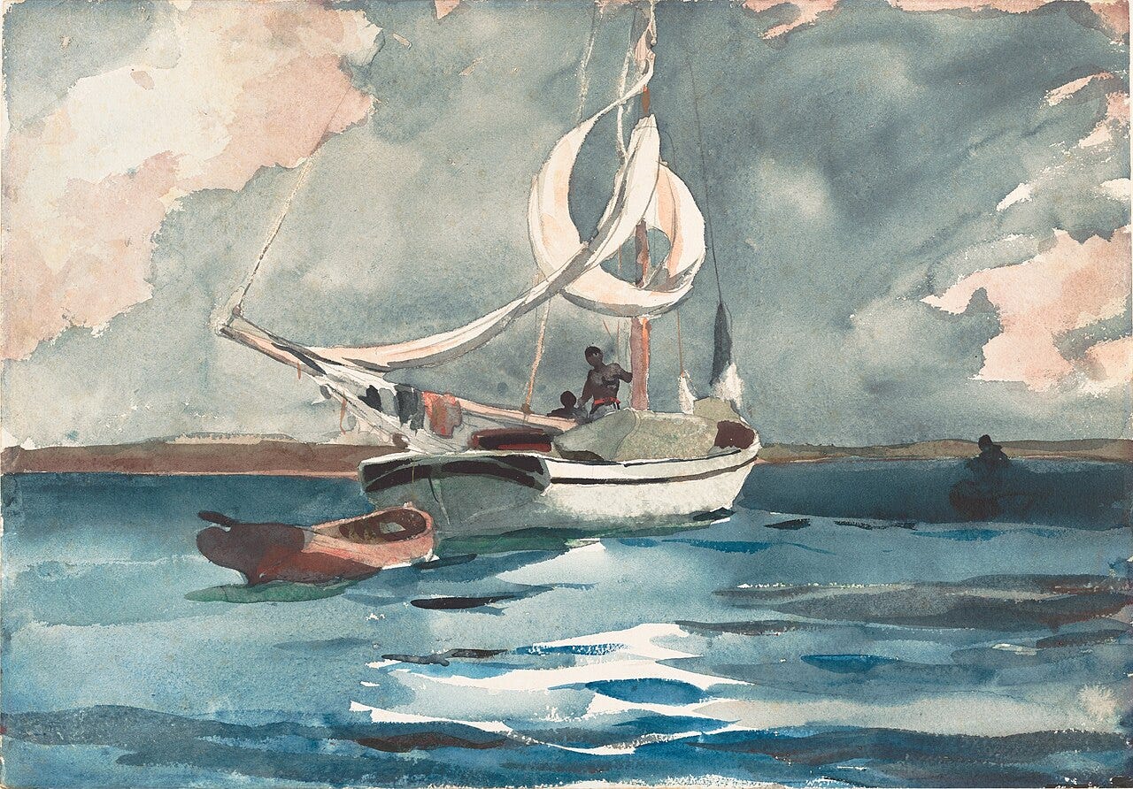 Homer Sloop Nassau watercolor Homer Sloop Nassau watercolor