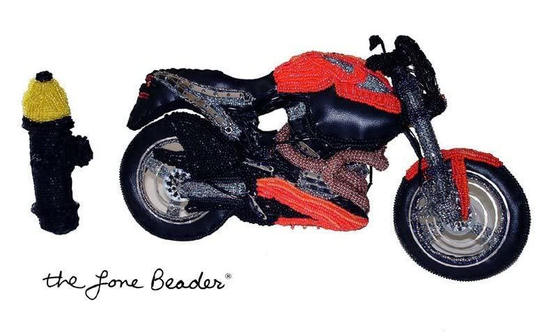 Beaded Buell X-1 Lightning beadwork bead embroidery motorcycle Coos Art Museum