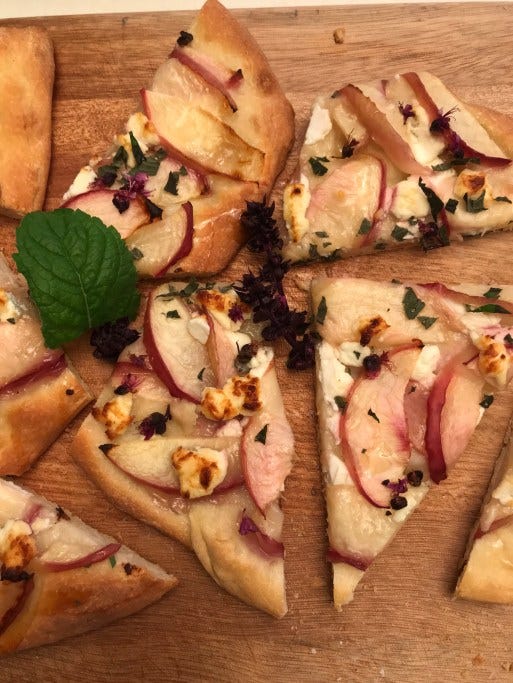 Nectarine goat cheese pissadeliere