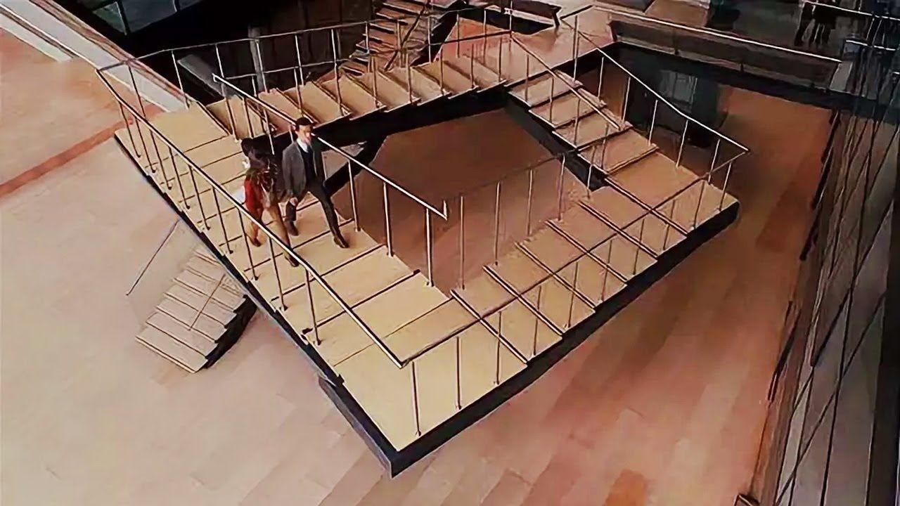 AMAZING MOVIE SCENES THAT WERE MADE WITHOUT SPECIAL EFFECTS | Penrose,  Stairs illusion, Stairs