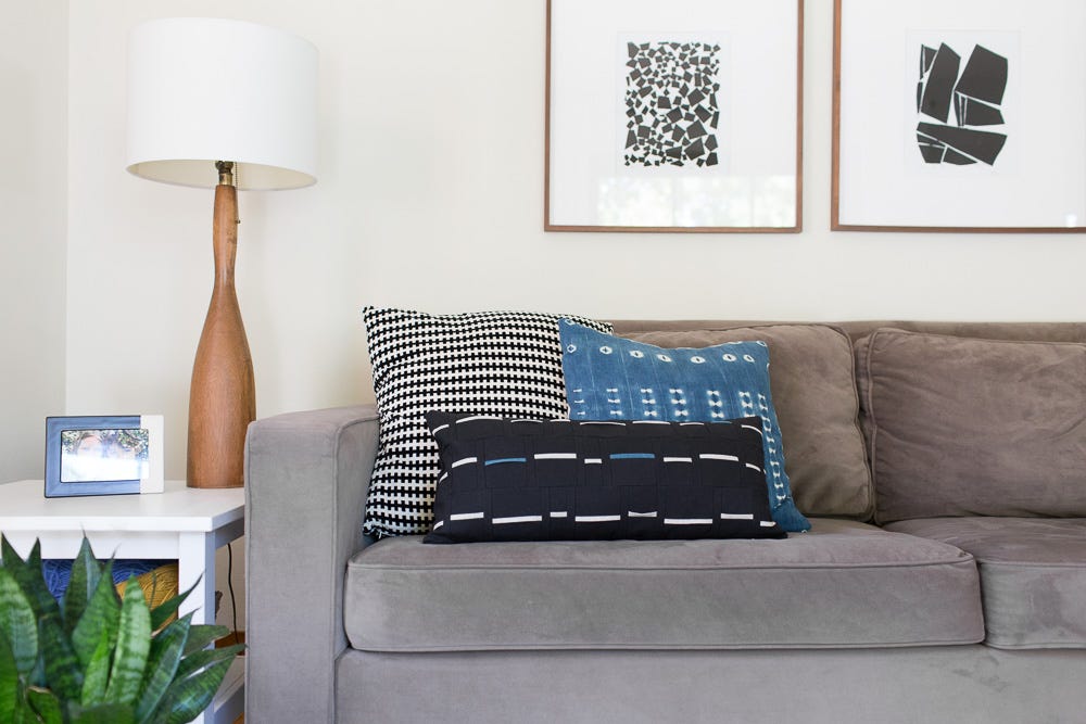 Black + Blue Pathway Pillow - Noodlehead