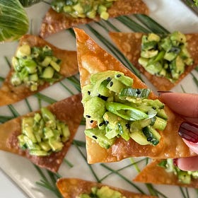 Avocado Cucumber Wonton Crisps