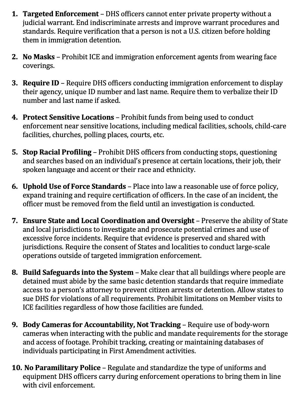 Senator Schumer laid out clear legislative actions to rein in ICE and stop the violence.