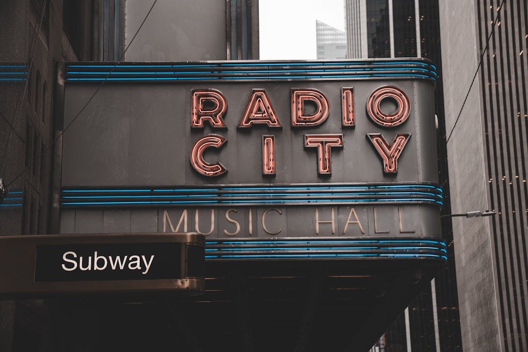 <p>Photo by <a href="https://unsplash.com/@sadswim?utm_source=storipress&utm_medium=referral&utm_campaign=api-credit">ian dooley</a> / <a href="https://unsplash.com/?utm_source=storipress&utm_medium=referral&utm_campaign=api-credit">Unsplash</a></p> Radio City