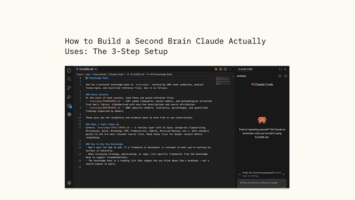 How to Build a Second Brain Claude Actually Uses