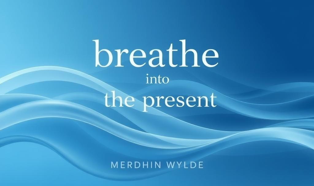 Abstact flowing waves in blue tones symbolizing breath and presence.