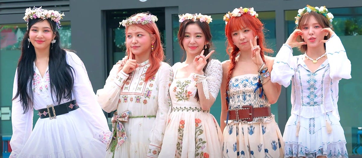 Red Velvet at a Music Bank mini fan meeting in June 2024. Image: TV10 via Wikimedia Commons