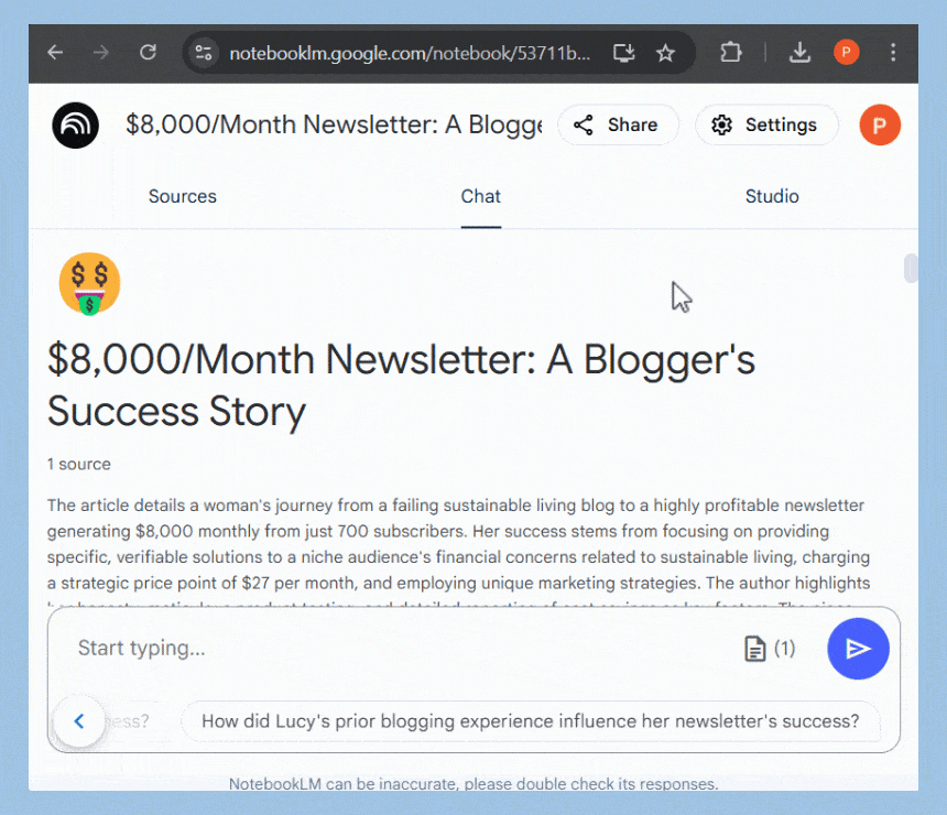 See what Studio section of NotebookLM reveals