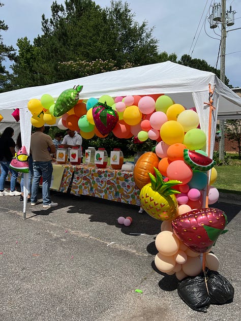 pcitures of various mexican food and vendors at the Sacred Heart of Jesus Church in Anniston Alabama annual festival