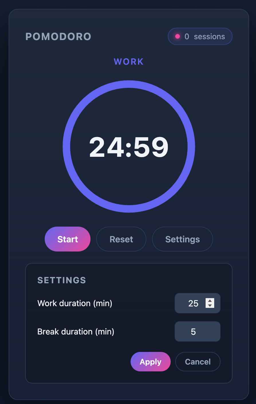 Settings panel in the Pomodoro app built with GLM 5.2 on Cloudflare Settings panel in the Pomodoro app built with GLM 5.2 on Cloudflare
