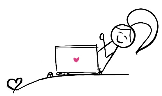 Disability Writer, stick figure Lilly is popping her head from behind her laptop. 