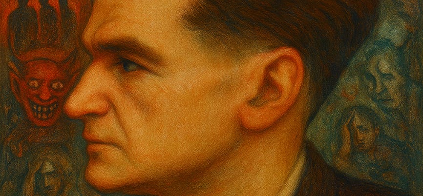 image based on AI's interpretation of a photo of cioran (bad chagall vibes?)