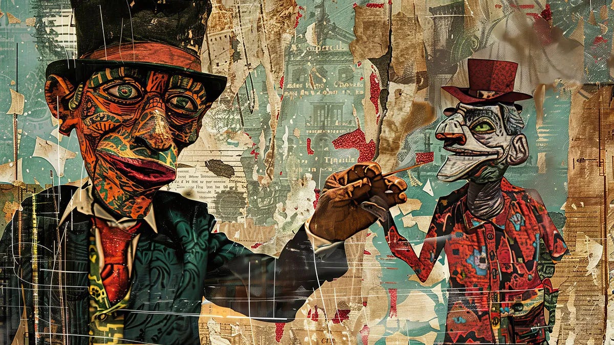 stylized snake oil salesman