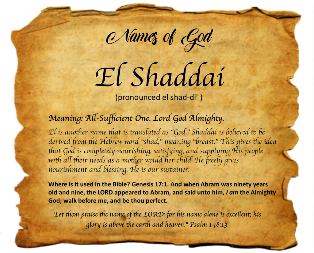 Names of God: El Shaddai - Wellspring Christian Ministries Names of God: El Shaddai - Wellspring Christian Ministries