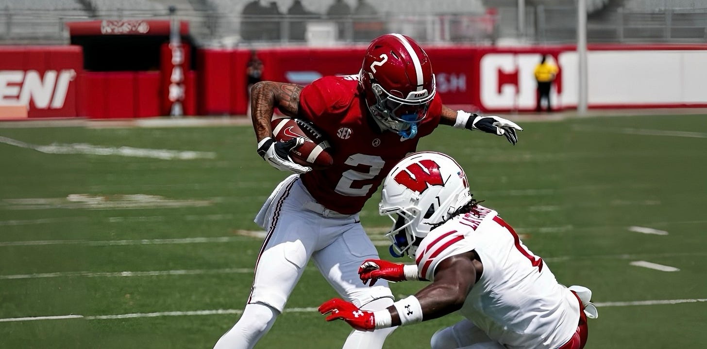 Ryan Williams of Alabama evades Wisconsin defensive back Geimere Latimer in a game at Bryant-Denny Stadium. Ryan Williams of Alabama evades Wisconsin defensive back Geimere Latimer in a game at Bryant-Denny Stadium.