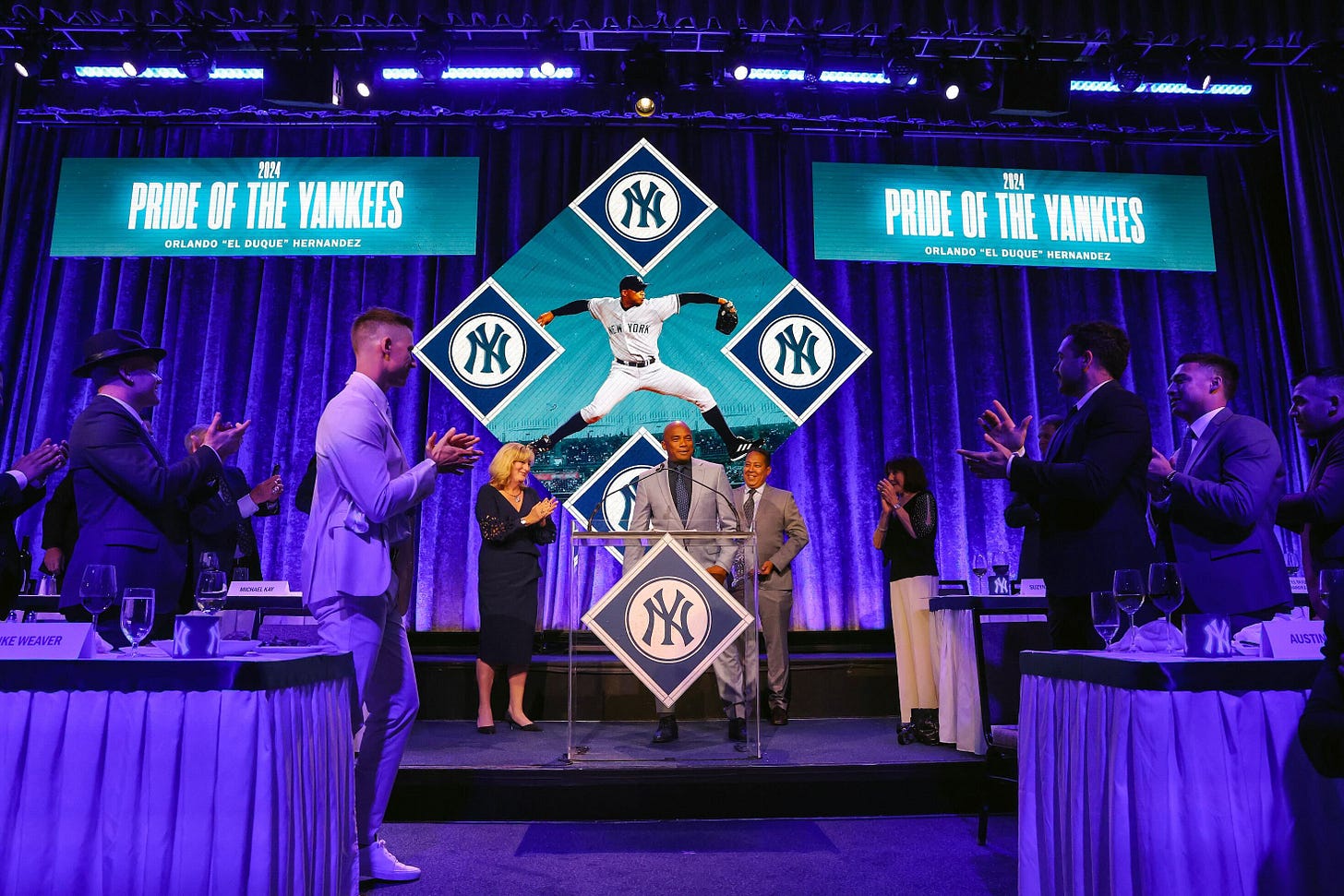 El Duque is honored with the Pride of the Yankees Award. El Duque is honored with the Pride of the Yankees Award.