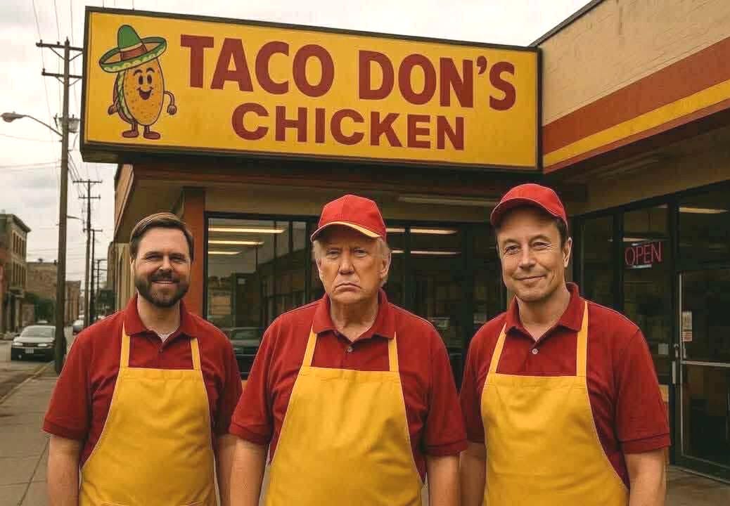 May be an image of 3 people, taco and text that says 'TACO DON'S CHICKEN' May be an image of 3 people, taco and text that says 'TACO DON'S CHICKEN'