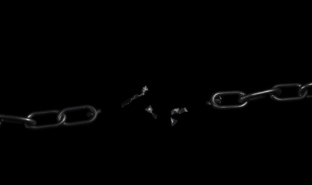 Shattered chain glowing faintly, symbolizing the Absoluteness of Radical Rights.