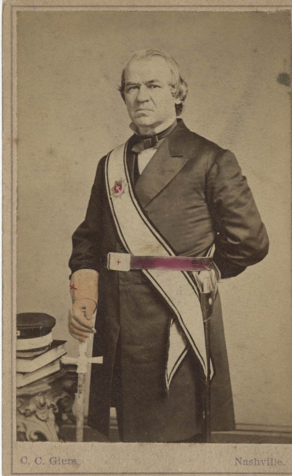 Photograph of Andrew Johnson in Masonic Regalia – Civil War Shades