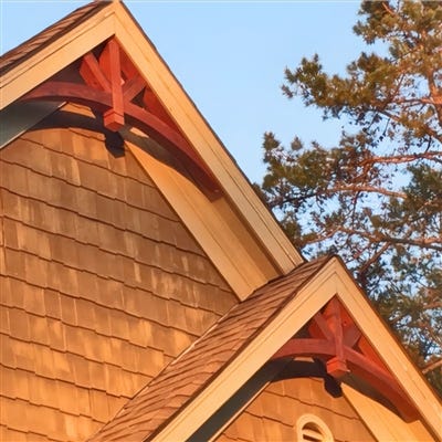 4' Cedar Gable with Arched Wood Beam