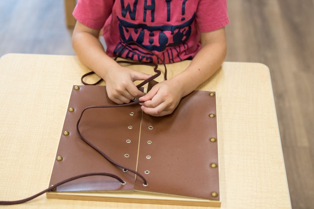 montessori activities for the summer fine motor lacing work