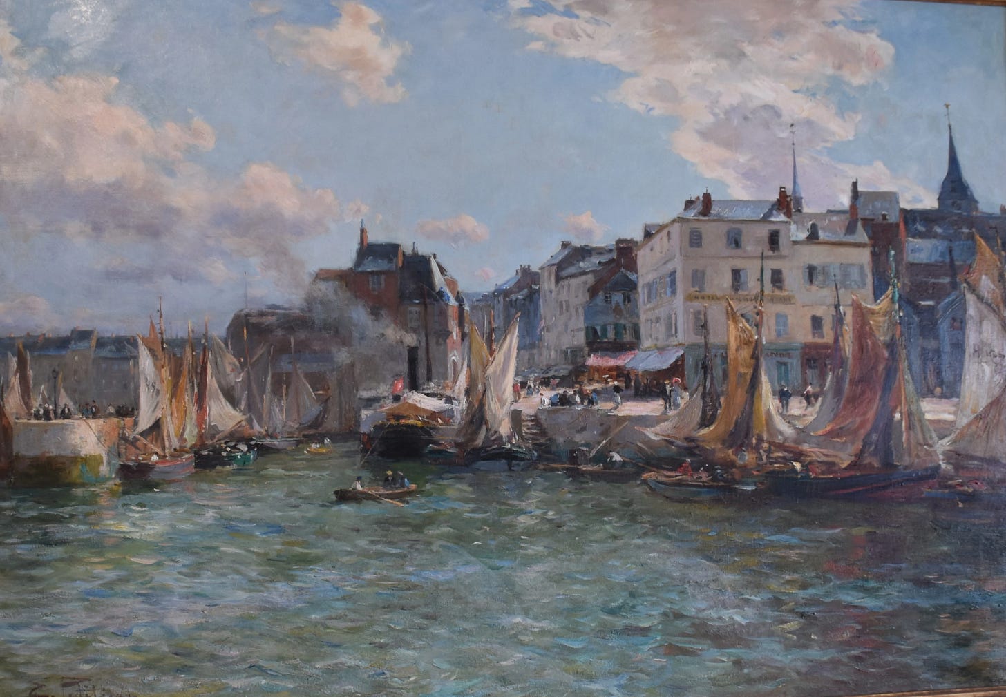 vue du port de honfleur au XIXème siècle par le peintre Edmond Petitjean