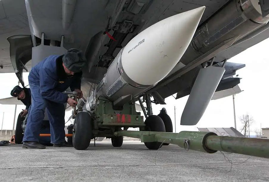 The Kh-47 is a very large missile even by the standards of the exceptionally large MiG-31K interceptor-turned-stand-off bomber The Kh-47 is a very large missile even by the standards of the exceptionally large MiG-31K interceptor-turned-stand-off bomber