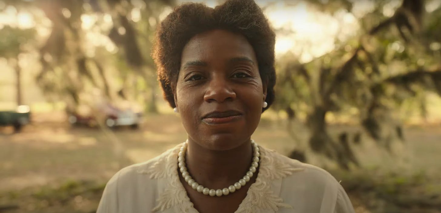 Close up of Fantasia Barrino as Celie in The Color Purple (2023.)